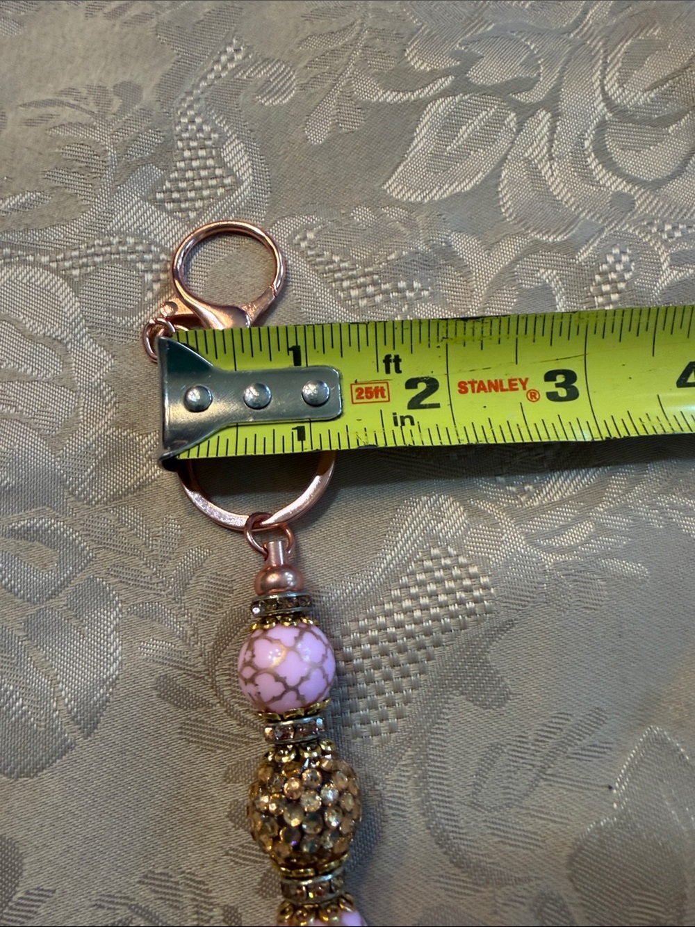 Rose Gold and Pink Beaded Keyring Charm NWOT - Picture 3 of 3